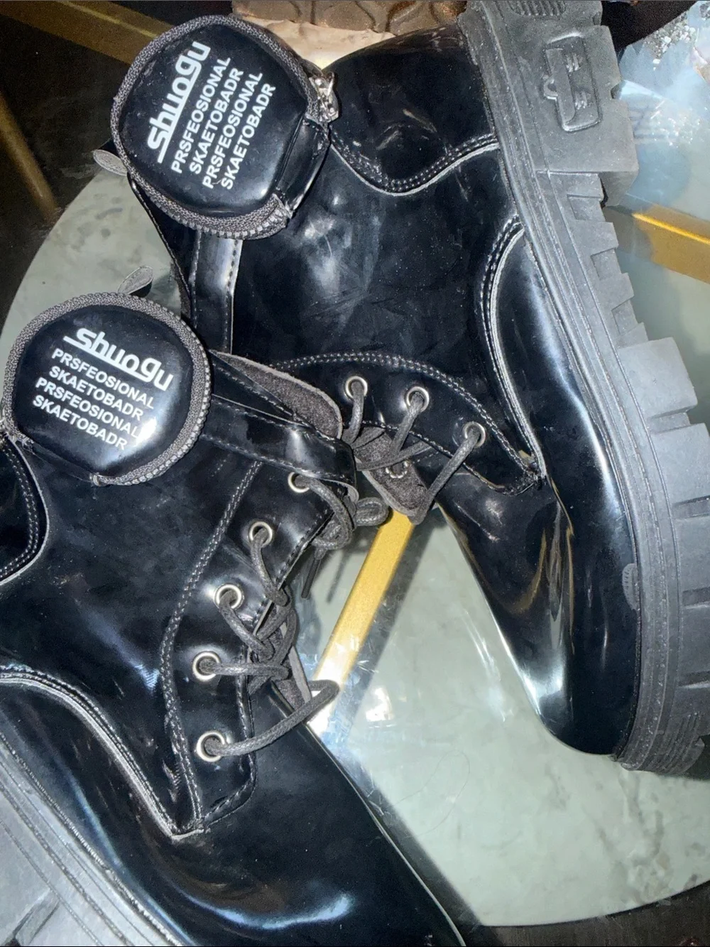 Black Lace-Up Combat Boots
